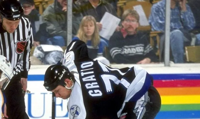 CHRIS GRATTON Tampa Bay Lightning 1995 Away CCM Throwback NHL Hockey Jersey 