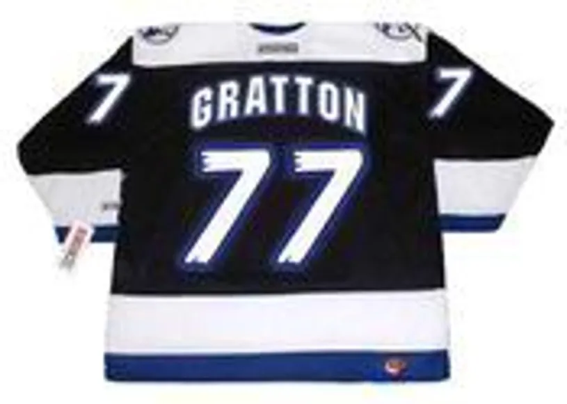 CHRIS GRATTON Tampa Bay Lightning 1995 Away CCM Throwback NHL Hockey Jersey 