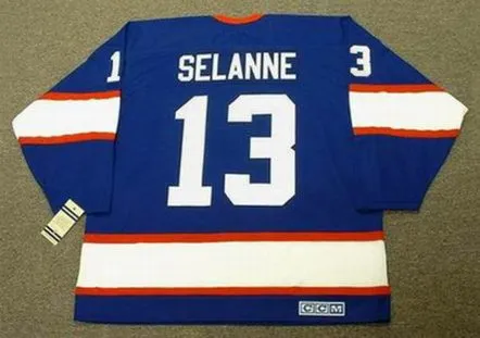 TEEMU SELANNE Winnipeg Jets 1992 Away CCM NHL Vintage Throwback Jersey 