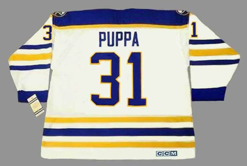 DAREN PUPPA Buffalo Sabres 1990 Home CCM Vintage Throwback Hockey Jersey 