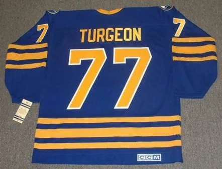 PIERRE TURGEON Buffalo Sabres 1989 CCM Vintage Throwback Away NHL Hockey Jersey 