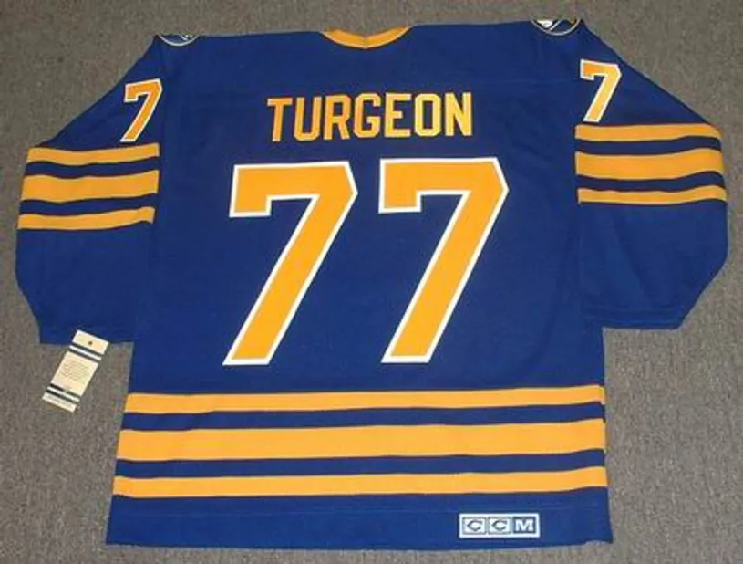 PIERRE TURGEON Buffalo Sabres 1989 CCM Vintage Throwback Away NHL Hockey Jersey 