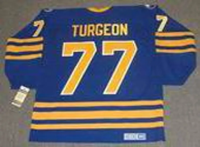 PIERRE TURGEON Buffalo Sabres 1989 CCM Vintage Throwback Away NHL Hockey Jersey 