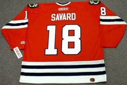 DENIS SAVARD Chicago Blackhawks 1986 CCM Throwback Away Hockey Jersey 