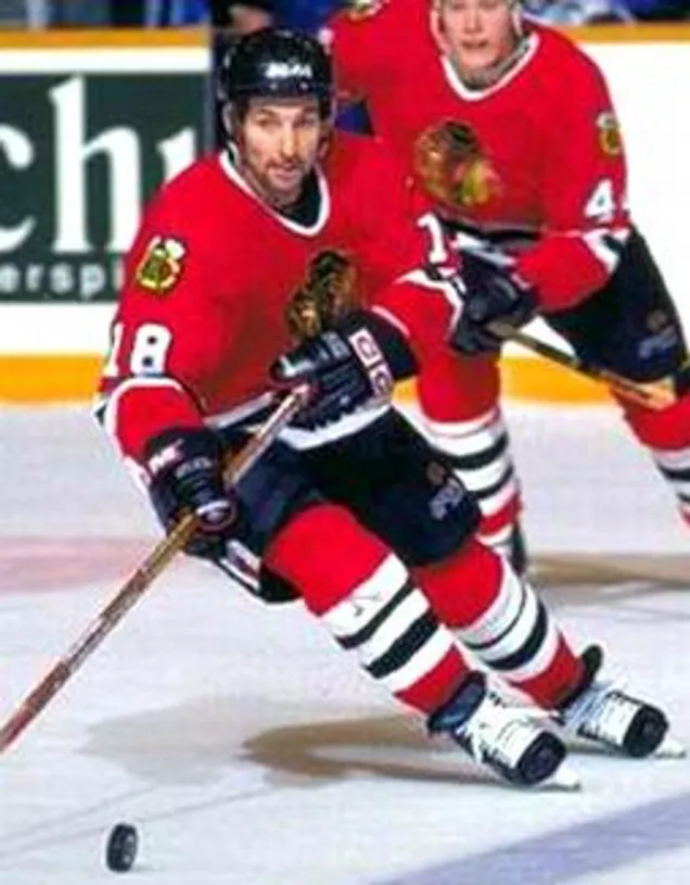 DENIS SAVARD Chicago Blackhawks 1986 CCM Throwback Away Hockey Jersey 