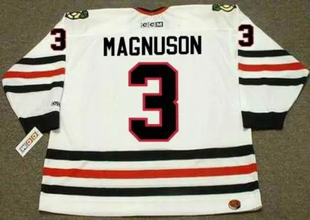 KEITH MAGNUSON Chicago Blackhawks 1977 CCM Throwback Home NHL Hockey Jersey 