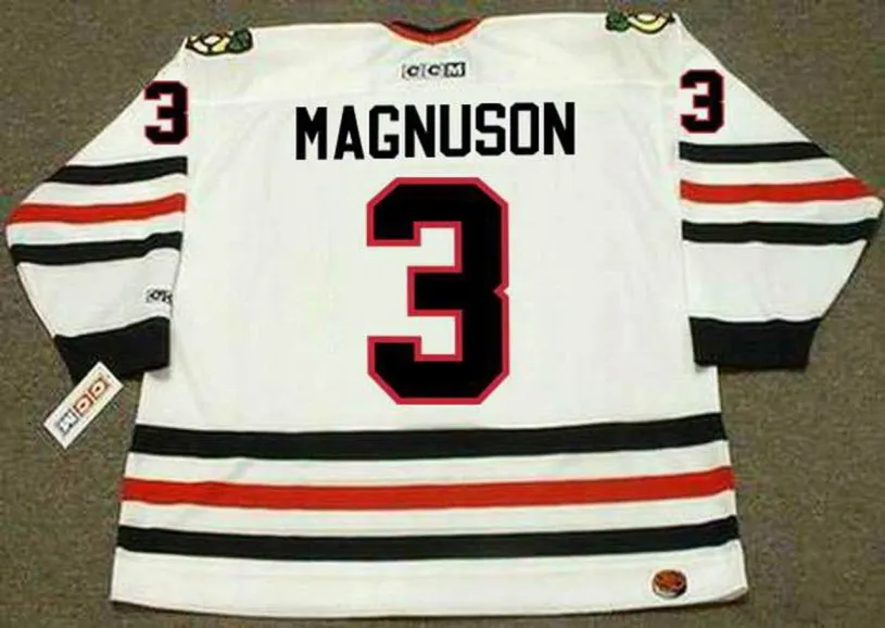 KEITH MAGNUSON Chicago Blackhawks 1977 CCM Throwback Home NHL Hockey Jersey 