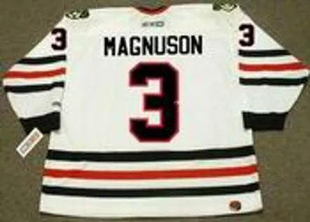 KEITH MAGNUSON Chicago Blackhawks 1977 CCM Throwback Home NHL Hockey Jersey 