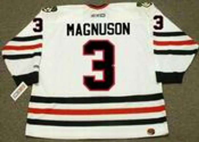 KEITH MAGNUSON Chicago Blackhawks 1977 CCM Throwback Home NHL Hockey Jersey 