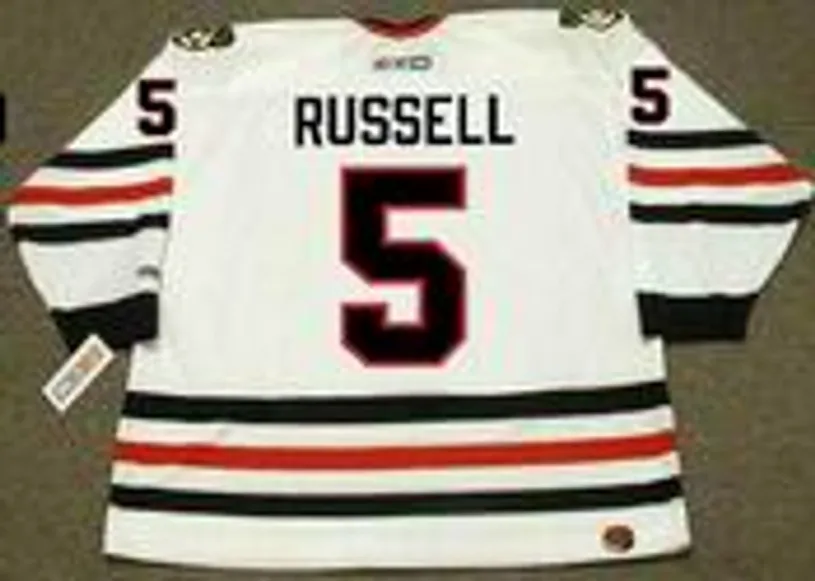 PHIL RUSSELL Chicago Blackhawks 1977 CCM Throwback Home NHL Hockey Jersey 