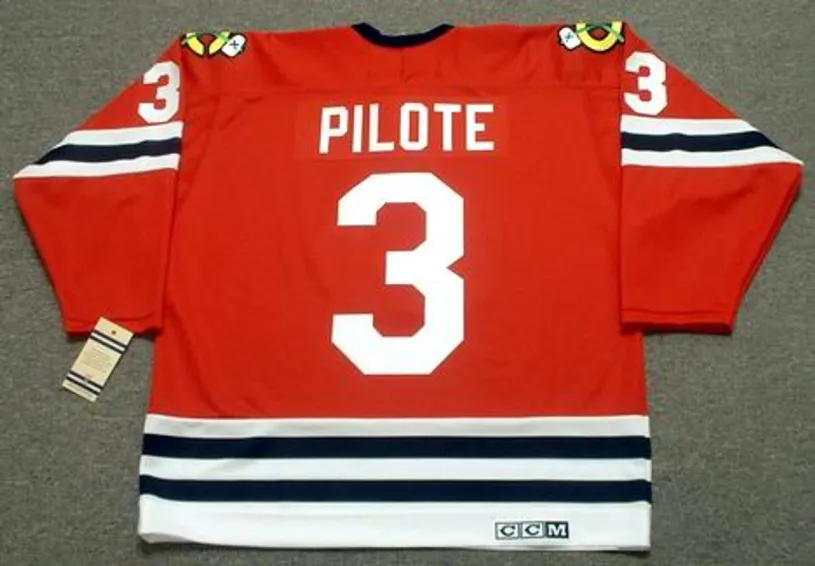 PIERRE PILOTE Chicago Blackhawks 1963 CCM Vintage Throwback NHL Jersey 