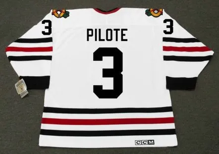 PIERRE PILOTE Chicago Blackhawks 1967 CCM Vintage Throwback NHL Hockey Jersey 