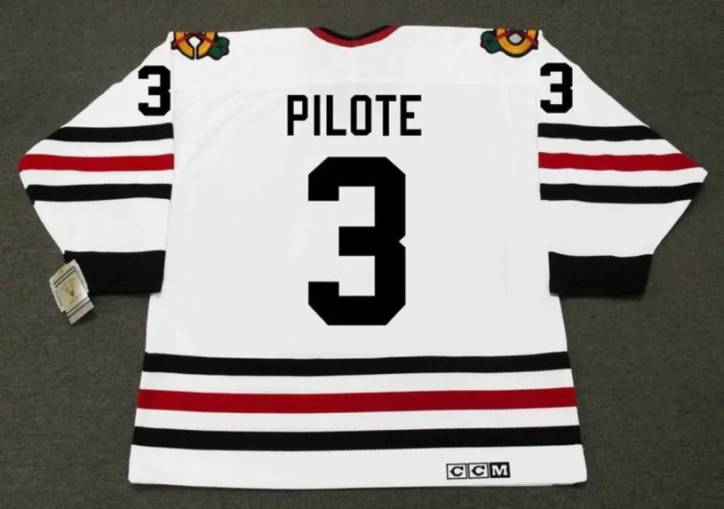 PIERRE PILOTE Chicago Blackhawks 1967 CCM Vintage Throwback NHL Hockey Jersey 