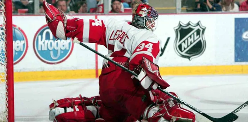 MANNY LEGACE Detroit Red Wings 2002 Home CCM Throwback Hockey Jersey 