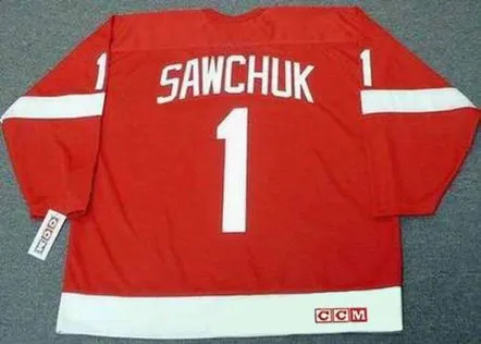 TERRY SAWCHUK Detroit Red Wings 1960’s Home CCM Throwback NHL Hockey Jersey 