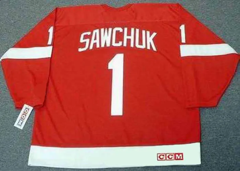 TERRY SAWCHUK Detroit Red Wings 1960’s Home CCM Throwback NHL Hockey Jersey 