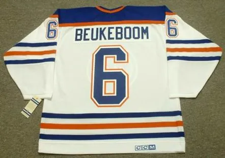 JEFF BEUKEBOOM Edmonton Oilers 1987 CCM Vintage Throwback Home NHL Jersey 