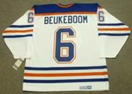 JEFF BEUKEBOOM Edmonton Oilers 1987 CCM Vintage Throwback Home NHL Jersey 