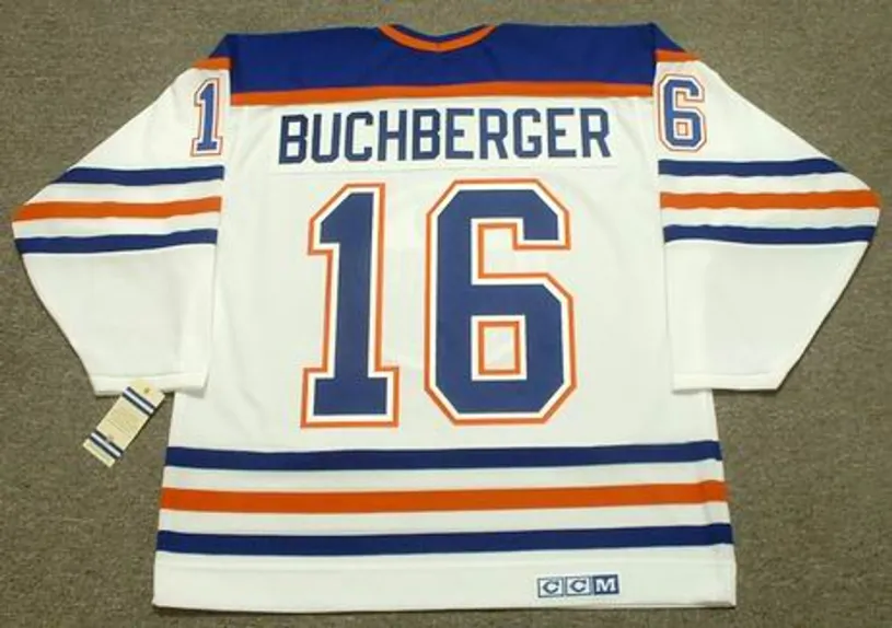 KELLY BUCHBERGER Edmonton Oilers 1990 CCM Vintage Throwback Home NHL Jersey 