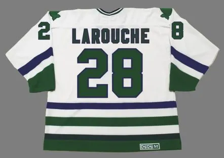 PIERRE LAROUCHE Hartford Whalers 1981 Home CCM NHL Vintage Throwback Jersey 