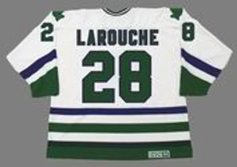 PIERRE LAROUCHE Hartford Whalers 1981 Home CCM NHL Vintage Throwback Jersey 