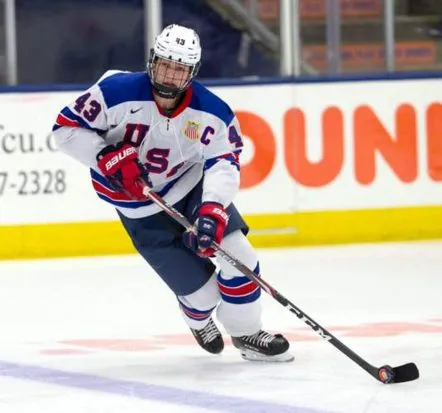 LUKE HUGHES 2022 USA Nike Throwback Hockey Jersey 