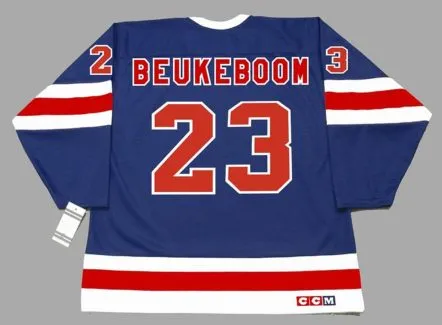 JEFF BEUKEBOOM New York Rangers 1991 CCM Vintage Throwback NHL Hockey Jersey 