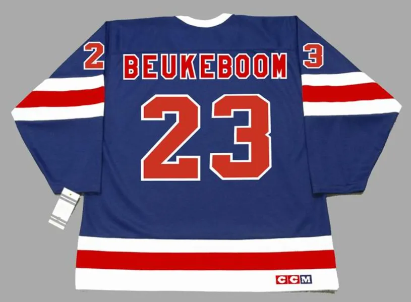 JEFF BEUKEBOOM New York Rangers 1991 CCM Vintage Throwback NHL Hockey Jersey 