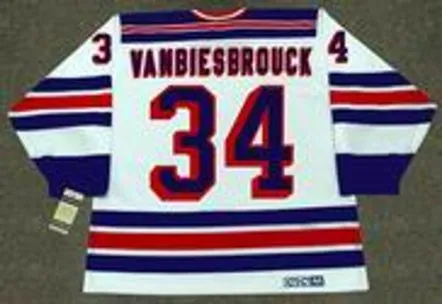 JOHN VANBIESBROUCK New York Rangers 1985 CCM Vintage Home NHL Hockey Jersey 