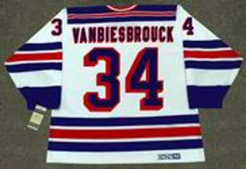 JOHN VANBIESBROUCK New York Rangers 1985 CCM Vintage Home NHL Hockey Jersey 