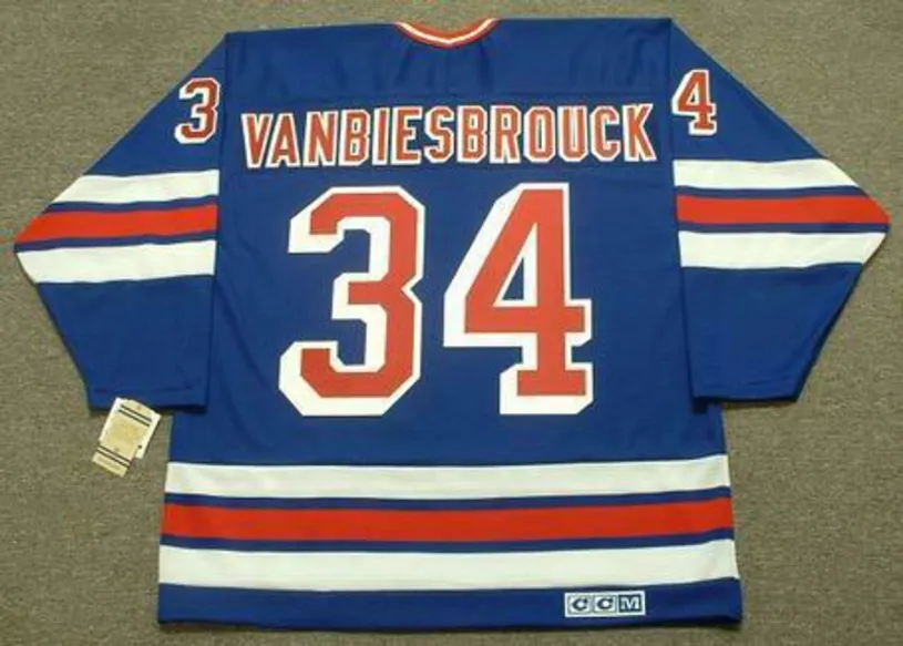 JOHN VANBIESBROUCK New York Rangers 1985 CCM Vintage Throwback NHL Hockey Jersey 