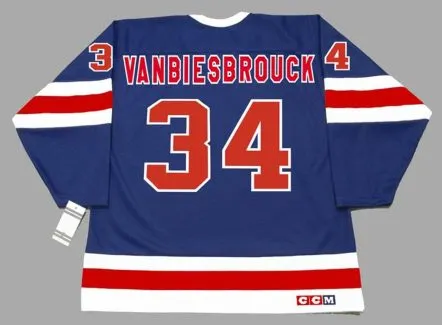 JOHN VANBIESBROUCK New York Rangers 1991 CCM Vintage NHL Hockey Jersey 