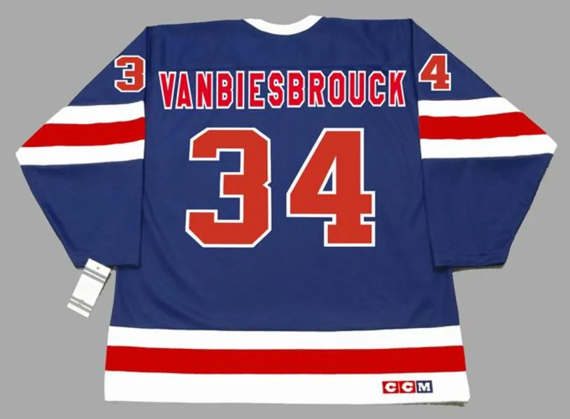 JOHN VANBIESBROUCK New York Rangers 1991 CCM Vintage NHL Hockey Jersey 