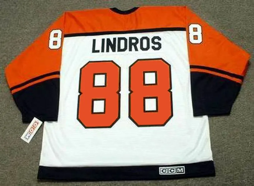ERIC LINDROS Philadelphia Flyers 1999 CCM Throwback Home NHL Hockey Jersey 