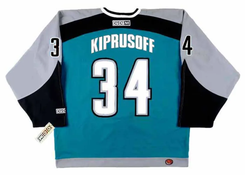 MIIKKA KIPRUSOFF San Jose Sharks 2001 CCM Throwback NHL Home Hockey Jersey 