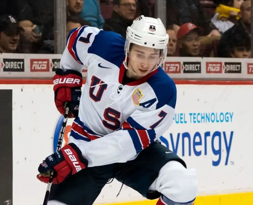 QUINN HUGHES 2019 USA Nike Throwback Hockey Jersey 