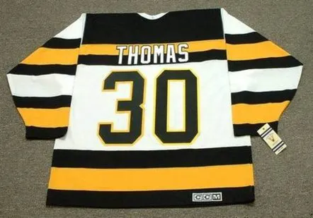 TIM THOMAS Boston Bruins 1992 CCM Vintage Throwback Home NHL Hockey Jersey 