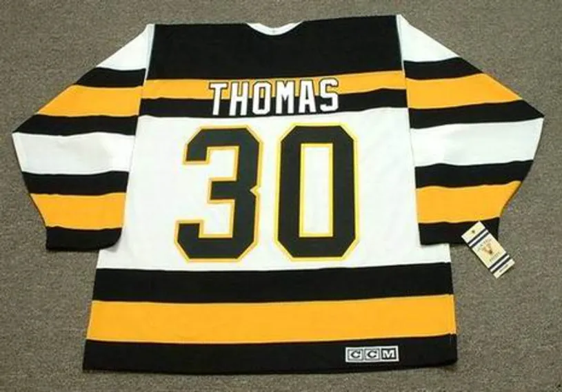 TIM THOMAS Boston Bruins 1992 CCM Vintage Throwback Home NHL Hockey Jersey 