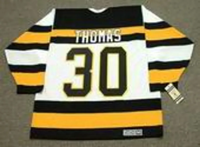 TIM THOMAS Boston Bruins 1992 CCM Vintage Throwback Home NHL Hockey Jersey 