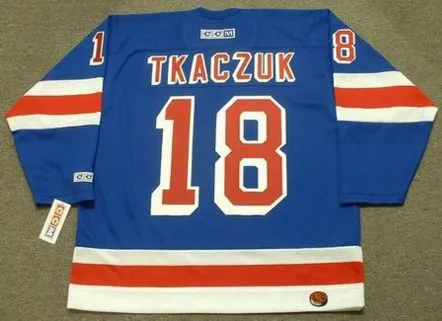 WALT TKACZUK New York Rangers 1972 CCM Throwback Away Hockey Jersey 
