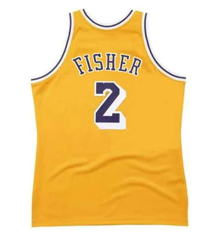 DEREK FISHER Los Angeles Lakers 2007 Home Throwback NBA Basketball Jersey 