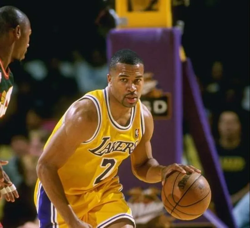 DEREK FISHER Los Angeles Lakers 2007 Home Throwback NBA Basketball Jersey 