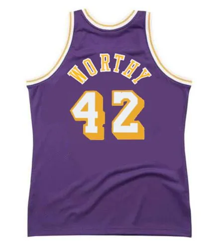 JAMES WORTHY Los Angeles Lakers 1987 Away Throwback NBA Basketball Jersey 