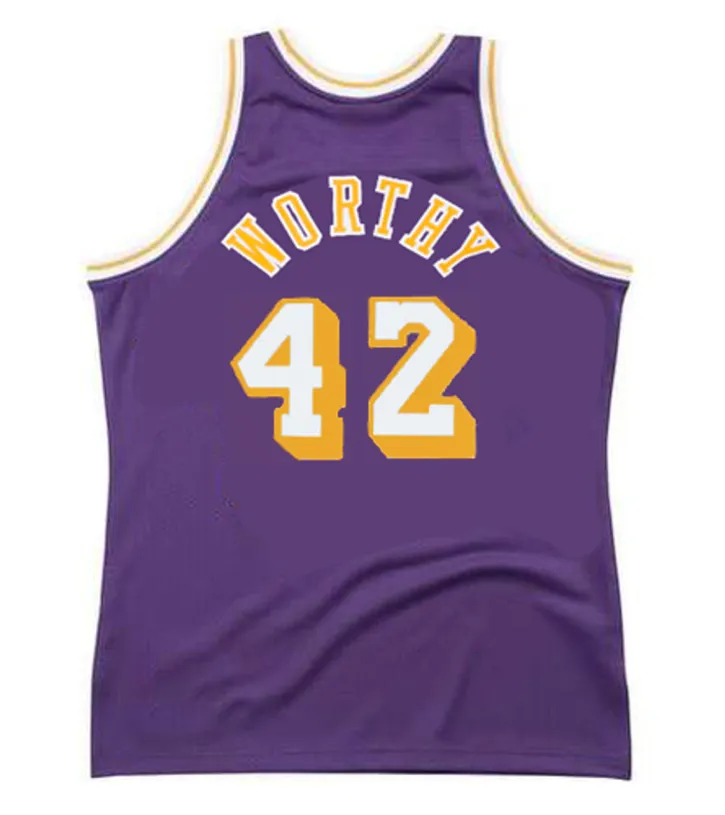 JAMES WORTHY Los Angeles Lakers 1987 Away Throwback NBA Basketball Jersey 