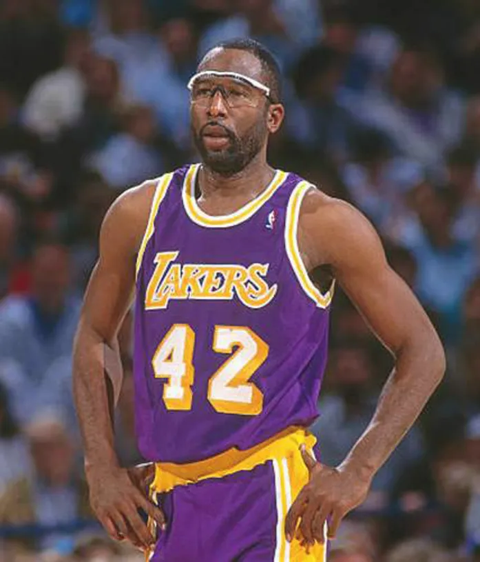 JAMES WORTHY Los Angeles Lakers 1987 Away Throwback NBA Basketball Jersey 