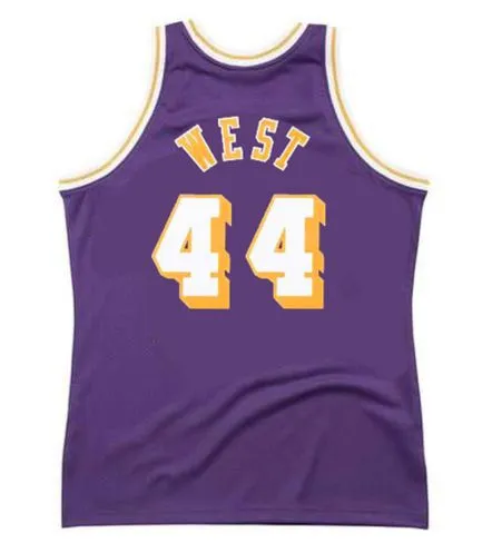 JERRY WEST Los Angeles Lakers 1973 Away Throwback NBA Basketball Jersey 