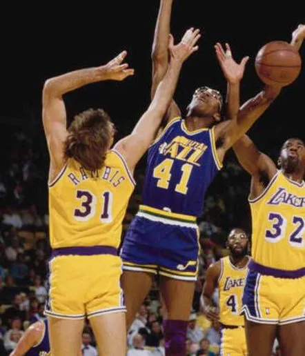 KURT RAMBIS Los Angeles Lakers 1987 Home Throwback NBA Basketball Jersey 