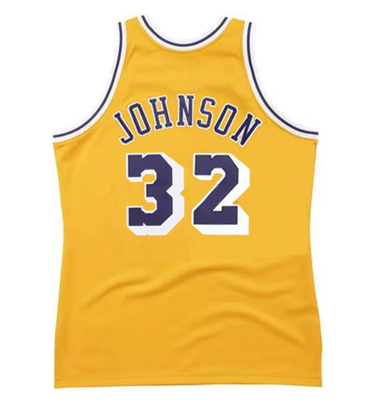 MAGIC JOHNSON Los Angeles Lakers 1987 Home Throwback NBA Basketball Jersey 