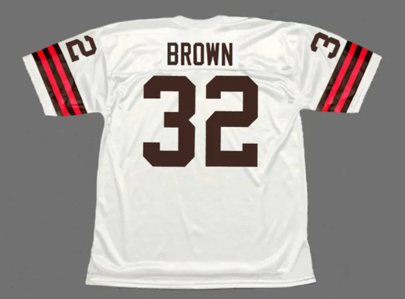 JIM BROWN Cleveland Browns 1960’s Away Throwback NFL Football Jersey 