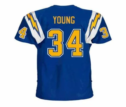 RICKEY YOUNG San Diego Chargers 1976 Throwback NFL Football Jersey 